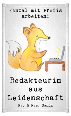 Produktbild von Mr. & Mrs. Panda Handtuch Redakteurin Leidenschaft - Weiß - Geschenk, Lustig, Beruf, Online, Korrespondent, Frotteehandtuch, Gästehandtuch Bunt, Kleines, Baumwollhandtuch