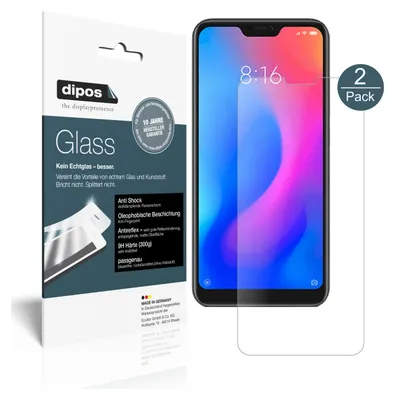 Produktbild von 2x Schutzfolie für Xiaomi Redmi 6 Pro matt - Anti-Shock 9H Folie dipos Glass