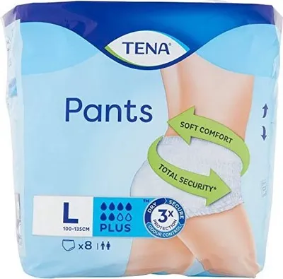 Produktbild von TENA Pants Plus, L, Unisex, Blau, 100 - 135 cm, 8 Stück(e)