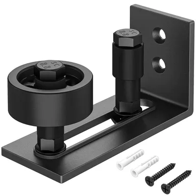 Produktbild von Bodenführung Schiebetür 8in1 Rollen System Stahl schwarz verstellbar leise Lauf 1,5–7,6 cm Wandmontage für Scheunentüren