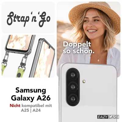 Produktbild von EAZY CASE Handykette magnetisch mit Handyhülle für Samsung Galaxy A26, Crossbody Handyband 1-1,90m verstellbar mit 2 Ösen in Gelb