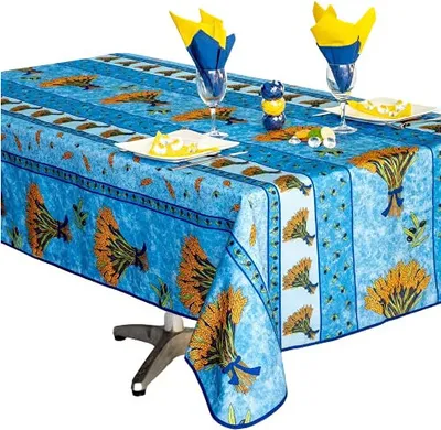 Produktbild von Rechteckige Stofftischdecke Blauer Weizenstrauß 300 x 150 cm