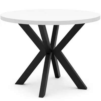 Produktbild von Runder Tisch MESA Ø 100 cm – nicht ausziehbar – Weiß/Schwarz – für 6 Personen – Wohnzimmertisch und Esstisch – Metallgestell