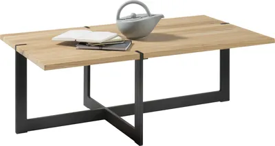 Image de Couchtisch >Tiago< in Eiche, schwarz, Eiche massiv, Metall - 110x40x60cm (BxHxT)
