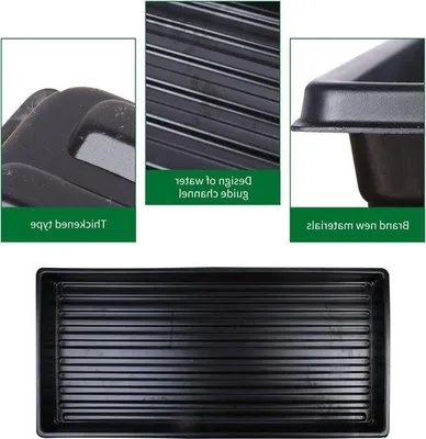 Produktbild von Kunststof Kweekschalen 50 x 25 cm für Innenterrassen - Hydrokultur - Microgrün - 10 Stück Schwarz