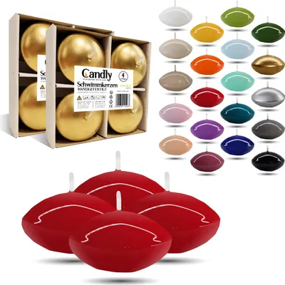 Produktbild von CANDLY HANDMADE© 4x Groß Schwimmkerzen Premium Ø 70mm | Valentinstag, Ostern, Weihnachten, Dekoration, Candles, Kerzen für Damen (Rot)