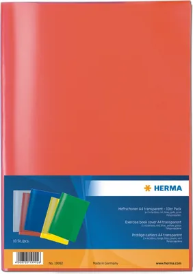 Immagine prodotto di Protezioni per quaderni A4 trasparenti, colori assortiti, confezione da 40 x 10 pezzi
