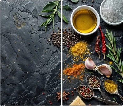 Produktbild von Spritzschutz Herdabdeckplatte Schneidebrett aus Glas Küche Zutaten 2-Teilig (60x52cm)