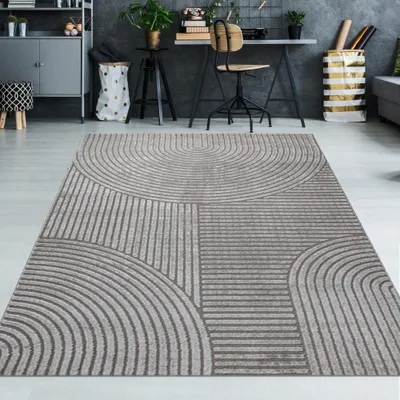 Image de Tapis gris structuré facile d'entretien & robuste pour les zones résidentielles Taille - 240 x 340 cm