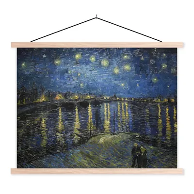 Produktbild von MuchoWow® Textilposter Sternennacht über dem Orsay Paris - Vincent Van Gogh 40x30 cm mit holzfarbenen Rahmen - Bilder