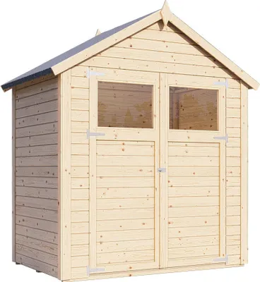 Produktbild von Gerätehaus Landshut 01 inkl. Fußboden, Naturbelassen - 14 mm Elementgartenhaus, Nutzfläche: 2,10 m², Satteldach