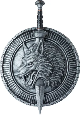 Immagine prodotto di Guerriero spada e scudo lupo cavaliere argento-nero
