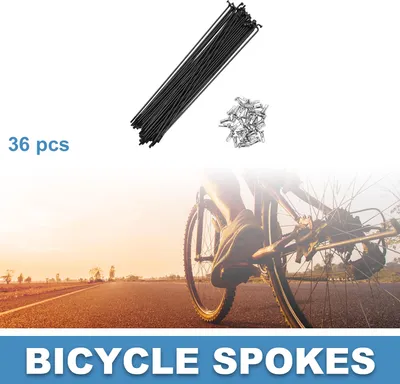 Image de Rayons De Vélo 14G 180Mm Rayons De Vélo De Montagne En Acier Noir 36 Pièces