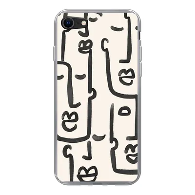 Produktbild von MuchoWow® Handyhülle Schutzhülle Hülle für iPhone SE 2022 Muster - Abstrakt - Linienkunst Silikon Softcase Handy Hülle - Schutzhülle