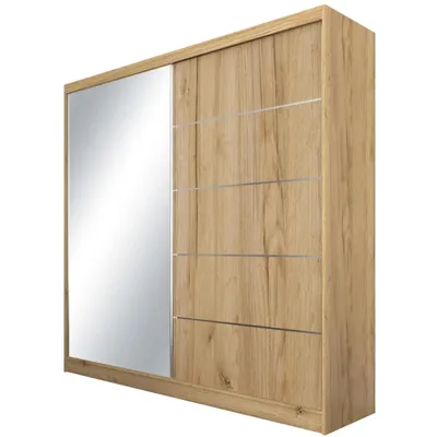 Image de Armoire à portes coulissantes MARIKA 200 cm - Armoire avec miroir & portes coulissantes (chêne Artisan)