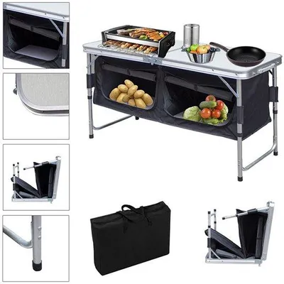 Zdjęcie produktu dla Kuchenka kempingowa z dwoma palnikami – 120 x 47 x 68 cm, do użytku na kempingu i w przyczepie kempingowej
