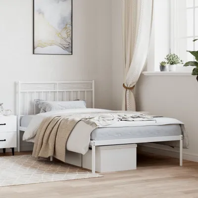 Produktbild von “2026 Moderne“Einzelbett/Jugendbett, Bettgestell mit Kopfteil Metall Weiß 100x200cm - Klassische Betten,Bettrahmen Designermöbel 7533662