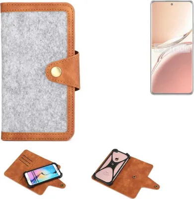 Produktbild von K-S-Trade Handyhülle kompatibel mit Oppo A3 Pro CPH2639 Schutzhülle Filz-Hülle Kunst-Leder hellgrau braun (1x)