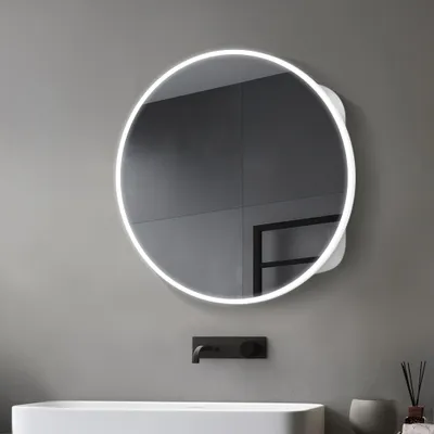 Produktbild von LED Spiegelschrank 60 cm, Alukorpus silber matt, 2 Ablagen, IP44