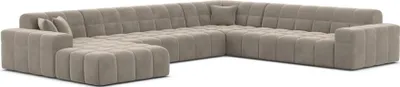 Produktbild von Samtstoff U-Form XXL Wohnlandschaft Nivara Taupe Links