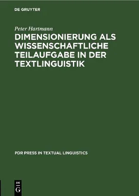 Produktbild von Dimensionierung als wissenschaftliche Teilaufgabe in der Textlinguistik