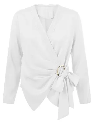 Produktbild von Elegante Langarm-Bluse in Wickeloptik mit Zierschnalle