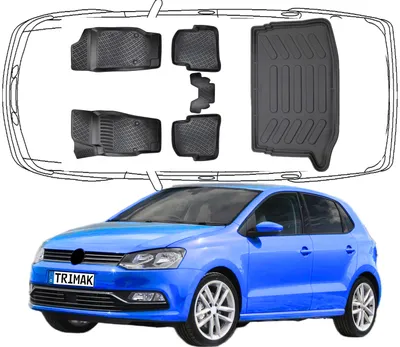 Produktbild von 3D Fußmatten & * Obere * Kofferraumwanne Auto Set Kompatibel mit VW POLO 5 Typ 6R & 6C 2009 - 2017