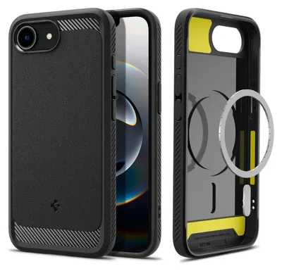 Obrázok produktu pre Spigen Rugged Armor (MagFit), Ochranný obal, Apple, iPhone 16e, 15,5 cm (6.1"), Čierna