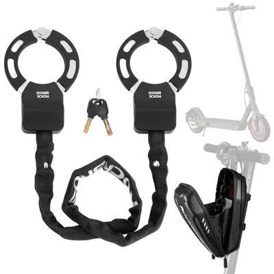 Produktbild von ROCKBROS E-Scooter Zubehör Set mit Rollertasche 2L und Handschellenschloss 59,5 cm Wasserabweisend für E-Scooter Fahrrad Schwarz