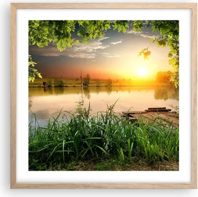 Produktbild von Gerahmtes Poster - Rahmen in heller Eiche - Brücke See - 50x50 cm - Wand Bild - Wanddeko - Wandbilder - Kunstposter - Wandposter - Bilderrahmen - Bilder - Kunstdruck - Wandbild - P2NAC50x50-3914