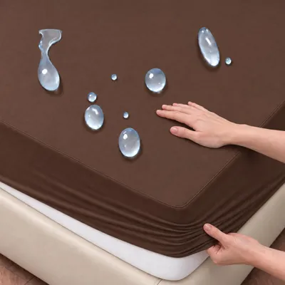 Productafbeelding van Waterdichte matrasbeschermer 140x200 cm, ademend incontinentie-hoeslaken, chocoladebruin