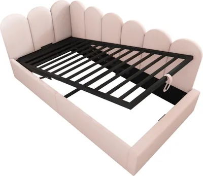 Produktbild von Polsterbett 90x190cm Daybett Ohne Matratze Tagesbett Schlafsofa mit hydraulischem Stauraum Kinderbett mit Metall-Lattenrost Samt Rosa