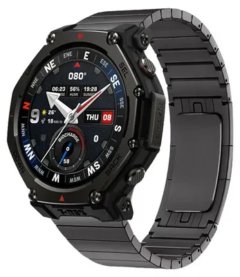Produktbild von Uhrenarmband - Edelstahl-Gliederarmband - Für Amazfit T-Rex 3 Pro 48 mm - Kompatibel mit Amazfit GTR 3/3 Pro - Grau