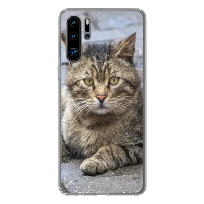 Produktbild von MuchoWow® Handyhülle Schutzhülle Hülle für Huawei P30 Pro Katze - Tier - Braun - Mädchen - Kinder - Jungen - Kind Silikon Softcase Handy Hülle - Schutzdeckel