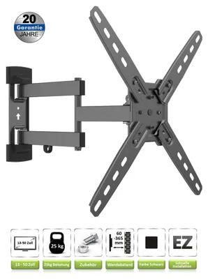 Produktbild von TV Wandhalterung für 13-50 Zoll Fernseher| Schwenkbar Neigbar Kippbar Ausziehbar | 25 kg Tragkraft | Monitor Wand Halterung für VESA 75x75 - 300x300