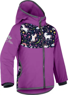 Produktbild von Unuo, Softshelljacke mit Vlies, Blackberry, Unicorn (Unoo Softshell Jacke Print) - 116/122