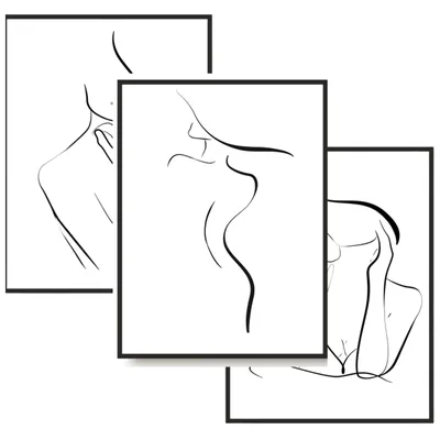 Obrázek produktu pro Nástěnný umělecký plakát v černém rámu triptych do ložnice ženy