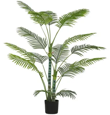 Image de Palmier artificiel - Modèle T0002-01-137 - 16 feuilles en plastique - Résistant aux UV - Pour intérieur - Pot en plastique - Vert