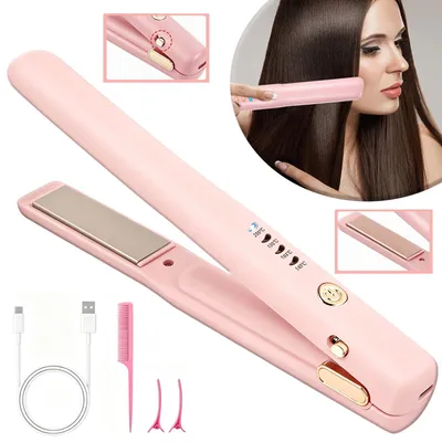 Produktbild von 2 In 1 Mini Glätteisen Kabellos und Lockenstab, Haarglätter, für Langes, Kurze Haare, Glätten, Wellen, Locken Nach Innen