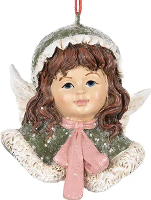 Image de Clayre & Eef Pendentif de Noël Ange 7x7x7 cm Vert Plastique