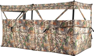 Image de COSTWAY Affût de chasse, tente de chasse transparente à 360° avec porte pour chien et sac de transport, store pop-up pour 1 à 3 personnes, seulement 4 panneaux, installation rapide