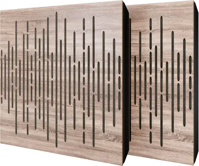 Imagen del producto de Juego de 6 paneles acústicos WAVE de felpa, 50x50x5 cm, color Sonoma/Gris – incluye kit de montaje