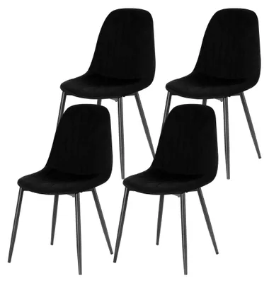 Produktbild von Esszimmerstühle 4er Set, für Schlafzimmer, Küche und Wohnzimmer, ergonomisches Design, Küchenstühle mit Samtbezug und Metallbeinen, Schwarz