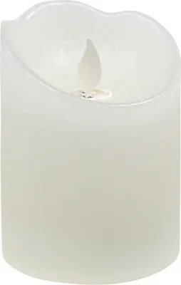 Produktbild von LED Kerze mit Timerfunktion 7,5x10cm Wachs Rustik Weiß Warmweiß
