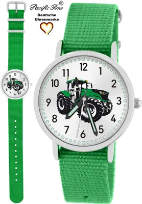 Produktbild von Kinder Armbanduhr Jungen Mädchen Traktor Trecker grün Uhr wasserdicht Kinderuhr