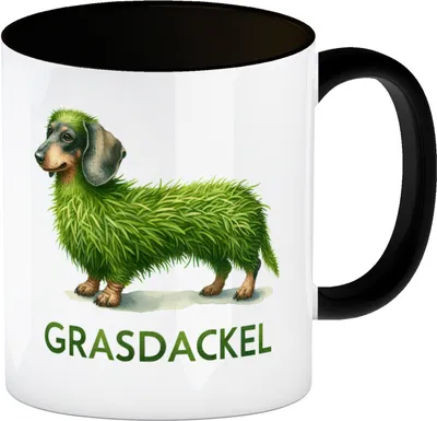 Produktbild von Grasdackel schwäbischer Dialekt Kaffeebecher in schwarz