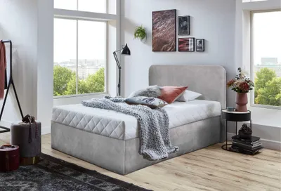 Produktbild von Polsterbett Venesia Grau 200 x 200 x 40 cm  Mit hochwertiger Matratze H3 (bis 120 kg) und Lattenrost