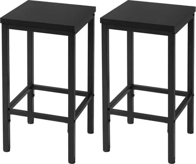 Produktbild von EUGAD 2er Barstühle, Küchenhocker, mit Fußstütze, aus Holzwerkstoff, Schwarz