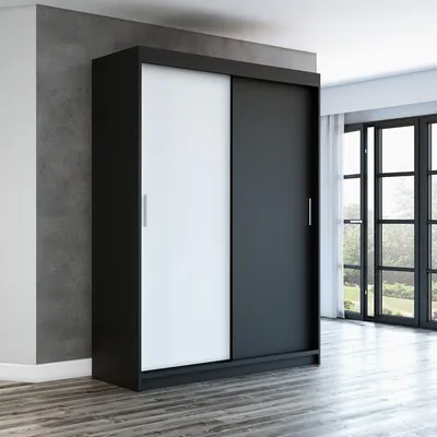 Produktbild von Schwebetürenschrank, 2-türig Schrank! Moderne Garderobe für Kleidung. Verschiedene Farben (Weiß, Schwarz, Somona) Kleiderschrank PAX  160 cm