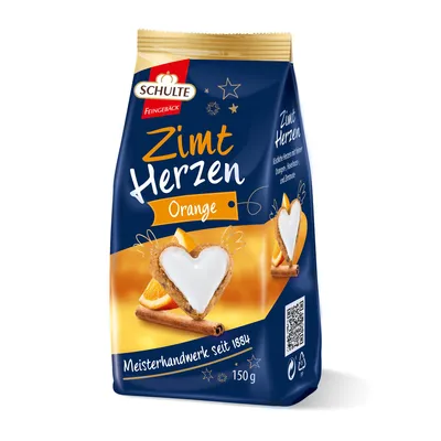 Obrázek produktu pro Schulte pečivo skořicová srdíčka s pomerančovou příchutí 150g 18 balení